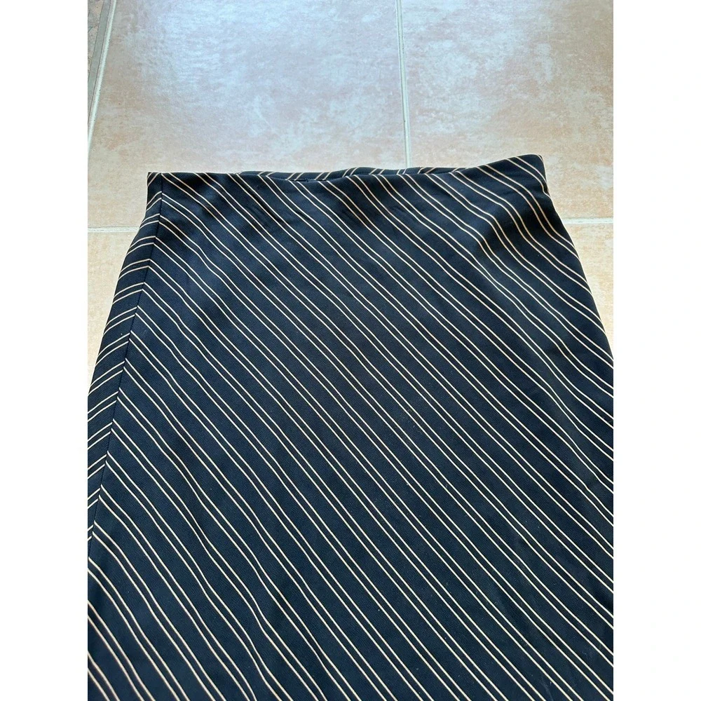 Rachel Zoe‎ Striped Midi Skirt A-Line Casual Black Size: 8 New No tags!